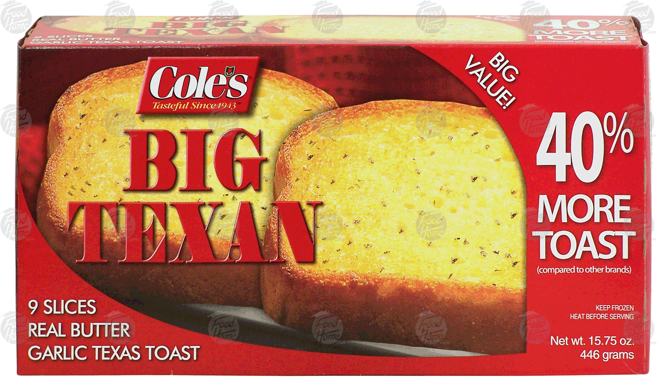 Cole's  big texan, garlic texas toast, real butter, 9 slices Full-Size Picture